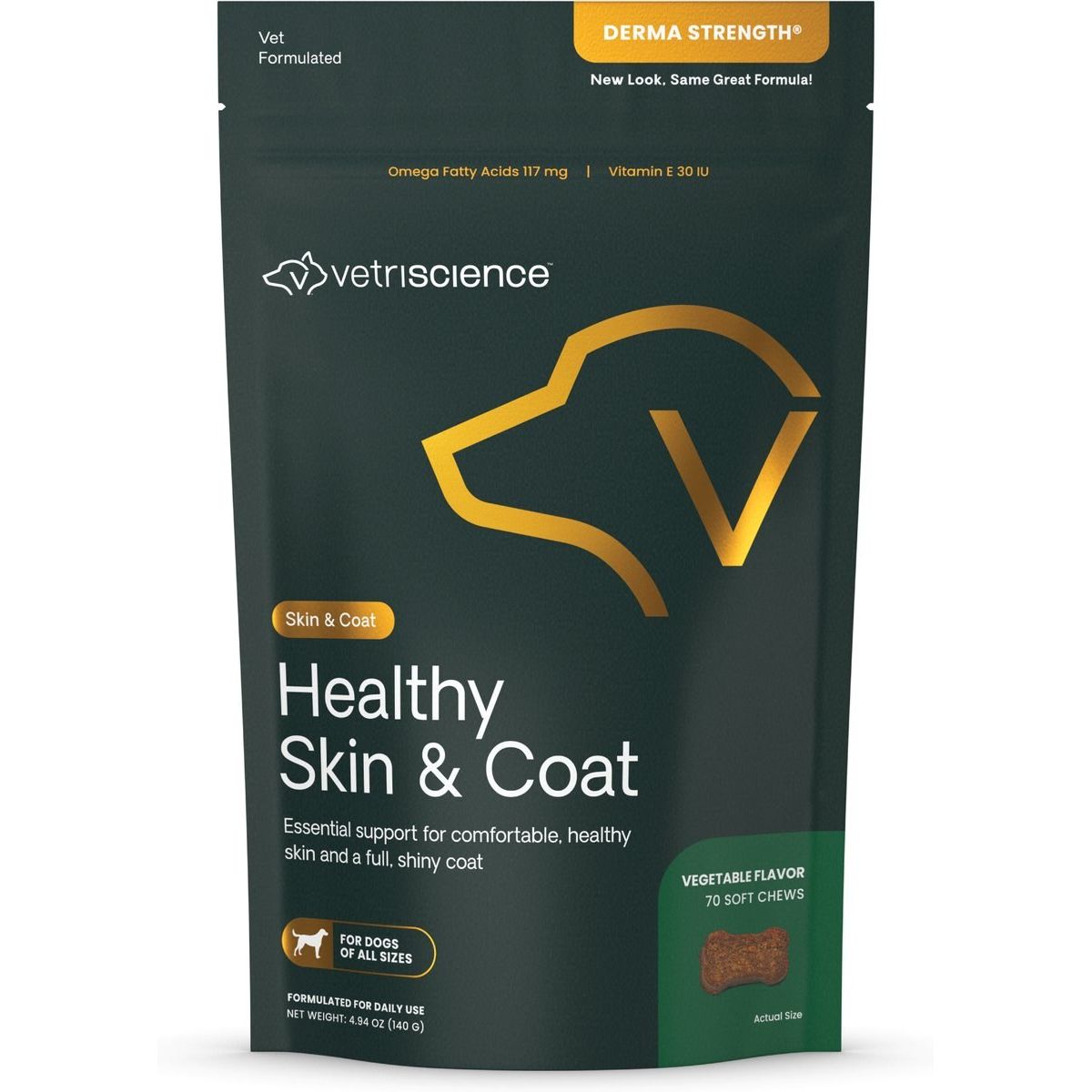 Derma Strength Soft Chews Skin & Coat Supplement. 70 chews.