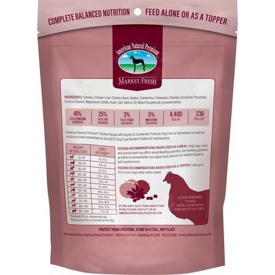 Alimento liofilizado para perros Market Fresh Chicken con manzanas y arándanos, bolsa de 16 oz