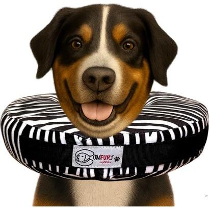 Collar de recuperación para perros y gatos relleno (no inflable), diseño de cebra, tamaño grande