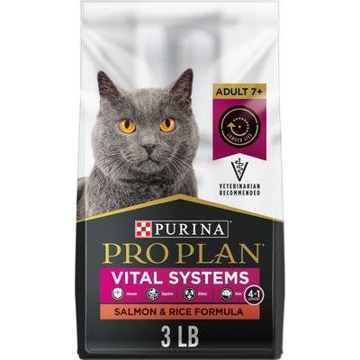 Alimento seco para gatos mayores Vital Systems 4 en 1 con fórmula de salmón y arroz, bolsa de 5 lb