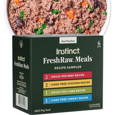 Alimento para perros FreshRaw Meals con receta de cordero alimentado con pasto y sin cereales, 16 oz, caja de 6