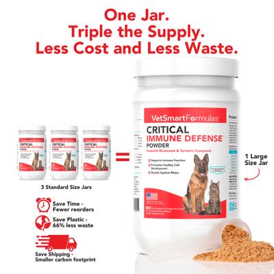 Polvo de hongos y cúrcuma para una defensa inmunitaria crítica para perros y gatos, 19 oz