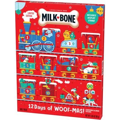 12 Days of Woofmas Countdown Calendar Beef & Peanut Butter Crunchy Adult Dog Treats, 2.85-oz box