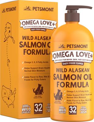 Omega Love+ Wild Alaskan Salmon Oil Skin Dog Supplement, 32-fl oz bottle