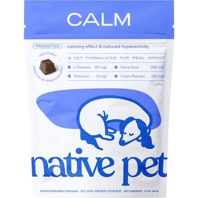 Native Pet, Calm Chews, Cáñamo + Caseína Hidrolizada + L-Teanina + Melatonina para Calma y Sueño, sabor Pollo, Perros, 30 / 60 / 90 / 120 masticables
