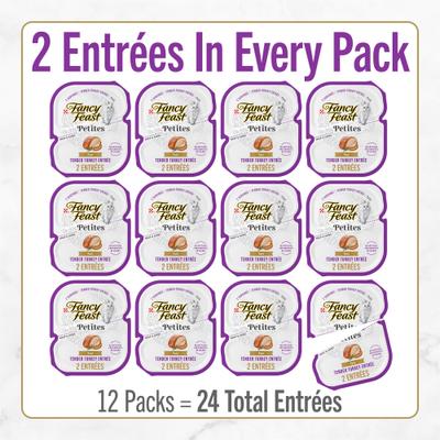 Comida húmeda para gatos Gourmet Pate Petites Tender Turkey Entree, 24 porciones, bandeja de 2.8 oz, caja de 12