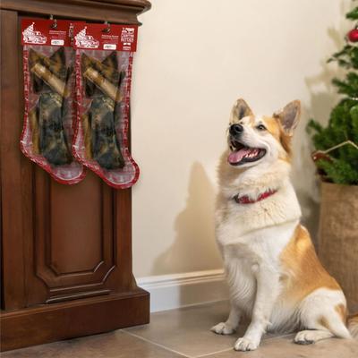 Christmas Stocking 6 Piece Variety Pack Dog Natural Chew Treats with Holiday header, 6.6-oz