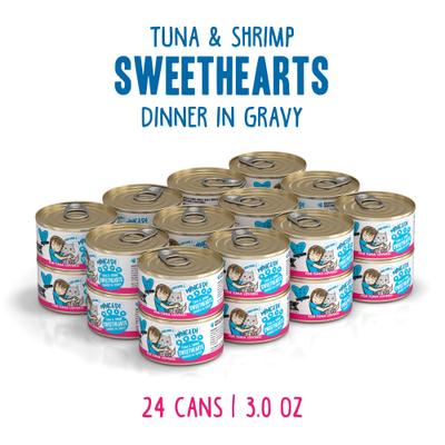 Comida enlatada para gatos Tuna & Shrimp Sweethearts Dinner in Gravy, 3 oz, caja de 24