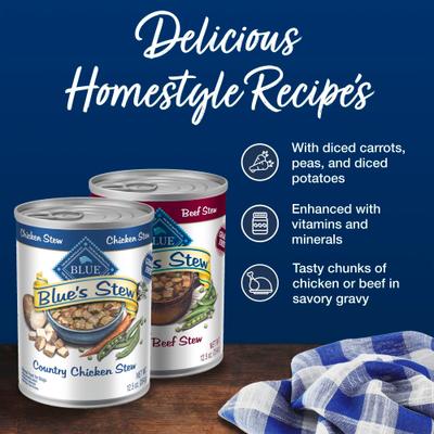 Bundle: Blue Buffalo's Stew Chicken & Beef Variety Pack + Homestyle Recipe Chicken & Beef Wet Dog Food