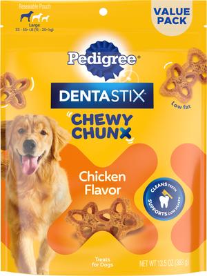 DentaStix Chewy Chunx Chicken Flavor Large Dental Dog Treats, 4-oz pouch