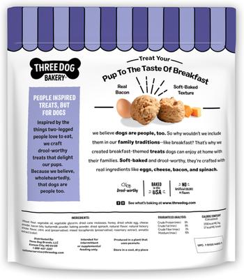 Bocados de quiche con huevos, queso, tocino y espinacas, premios para perros, bolsa de 25 oz