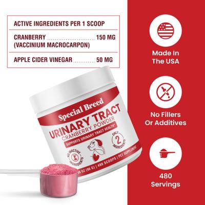 Cranberry Flavored Powder Urinary Tract Health Supplement for Dogs, 3.38-oz jar, 480 scoops