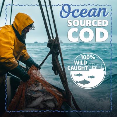 Bocados crujientes de piel de bacalao para perros, bolsa de 16 oz