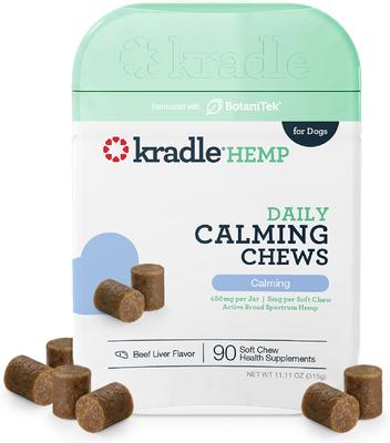 Daily Calming Beef Liver Flavored Soft Chew Broad Spectrum Hemp Extract Calming Supplement for Dogs, 90 count, bundle of 3