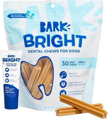 Bright Dental Kit: Small Chicken Flavored Dental Dog Treats + Chicken & Thyme Flavored Dog Dental Gel, 30 count, 1.9-oz gel, bundle of 2