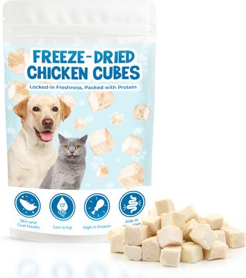 Cubos de pollo liofilizados, premios para perros y gatos, frasco de 3.2 oz