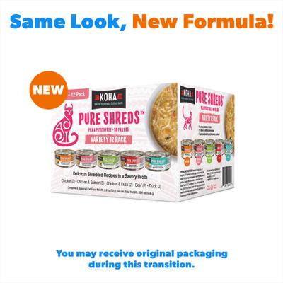 Comida húmeda para gatos Pure Shreds Variety Pack sin cereales, lata de 2.8 oz, caja de 12