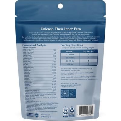 Fera Pets, Multivitamin Goat Milk Topper for Dogs and Cats. 180 gr.