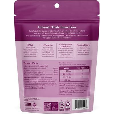 Fera Pets, Goat Milk Calming Supplement for Dogs and Cats. 180 gr