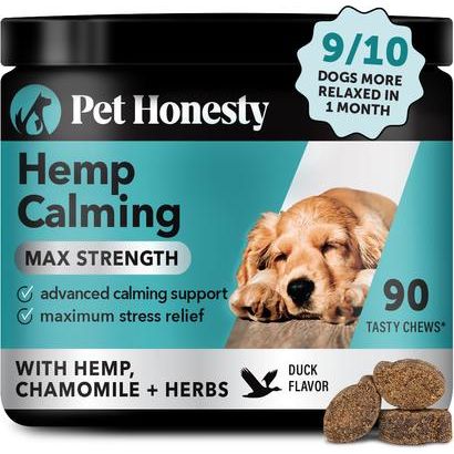 Hemp Calming Max-Strength Duck Flavored Melatonin, Ashwaganda & L-Theanine Chews Calming & Anxiety Supplement for Dogs, 270 count