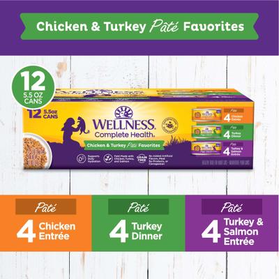 Comida húmeda para gatos Complete Health Poultry Favorites Variety Pack sin cereales, lata de 5.5 oz, caja de 12