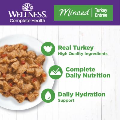 Comida enlatada para gatos Complete Health Minced Turkey Entree sin cereales, 3 oz, caja de 24
