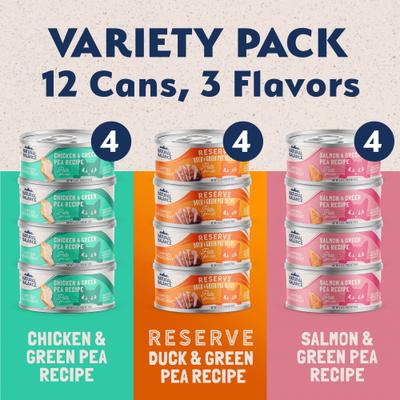 Chicken, Duck & Salmon Variety Pack Limited Ingredient Pate Canned Wet Cat Food, 5.5-oz can, case of 12
