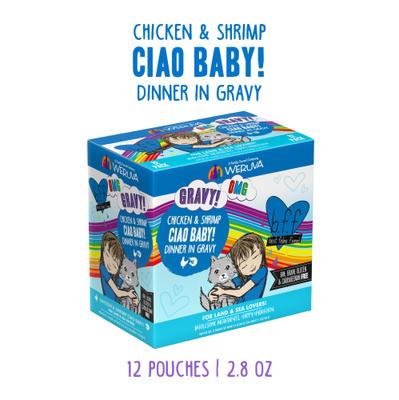 OMG Ciao Baby! Chicken & Shrimp Dinner in Gravy Grain-Free Cat Food Pouches, 2.8-oz, pack of 12