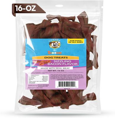 Chewka Thick-Cut Real Meat Strips Sizzling Bacon Flavor Dog Treats, 32-oz bag