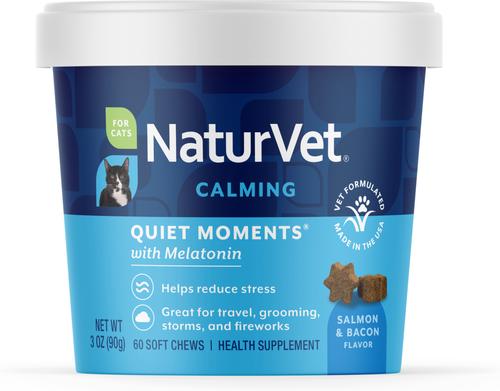 Suplemento masticable suave con sabor a salmón y tocino para gatos Quiet Moments, 50 unidades