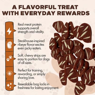 Chewka Real Meat Soft & Chewy Juicy Ribeye Flavor Dog Treats, 13.5-oz bag