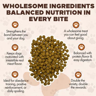 Chewka Real Meat Mixed Variety Pack Bacon & Peanut Butter Flavor Training Bites Dog Treats, 4.5-oz bag, 2 count