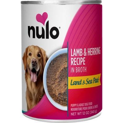 Nulo, Land & Sea Paté Beef & Salmon, Res + Salmón + Calabaza en Caldo, Sin Granos, Cachorros y Adultos, 340 g × 5 latas