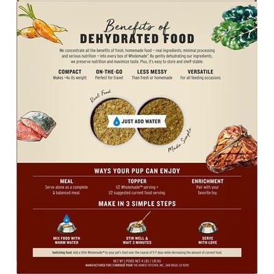 Alimento deshidratado para perros Wholemade de carne de res y salmón integral, caja de 4 lb