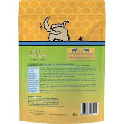 ¡Premios de Apple Jerky para perros sin cereales, con búfalo y manzana recubiertos de miel natural, bolsa de 5.29 oz!