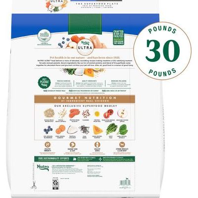 Alimento seco para perros Ultra Adult Large Breed High Protein Trio of Proteins, pollo, cordero y salmón, bolsa de 30 lb