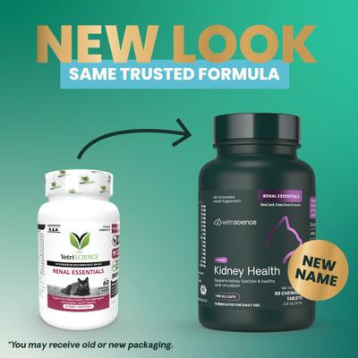 Comprimidos masticables Renal Essentials con sabor a pollo y pescado, suplemento renal para gatos, 60 comprimidos