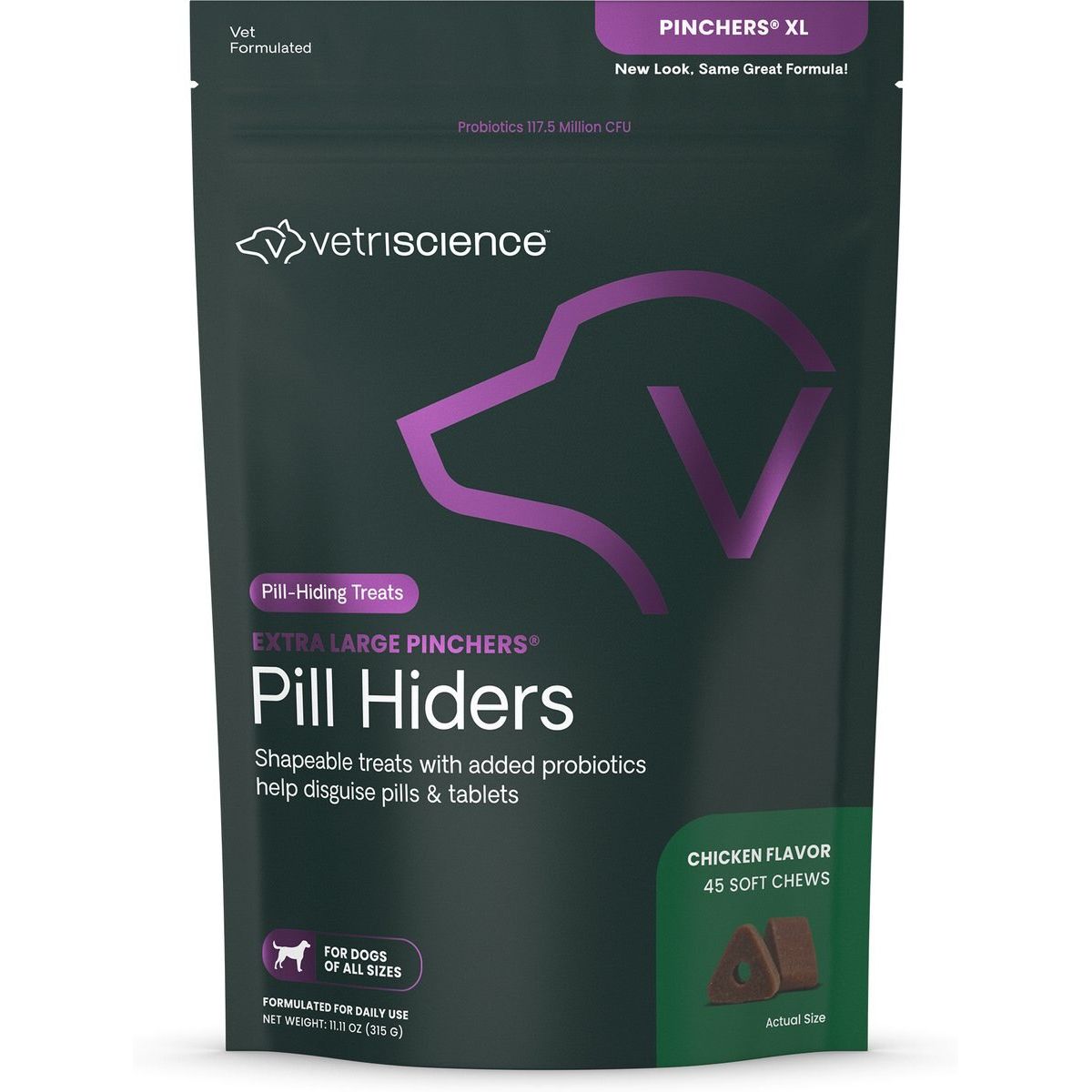 Pinchers Pill Hiders Chews with Probiotics Non-Greasy Wrap for, sabor Pollo. 45 chews.