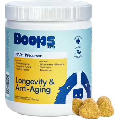 Boops Pets, Longevity and Healthy Aging para Perros, sabor Crema de Cacahuate y Pollo.. 90 chews