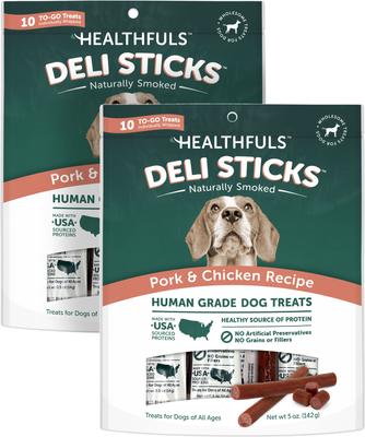 Deli Sticks Pork & Turkey Human-Grade Gluten-Free Soft & Chewy Dog Treats, 10 count bag, bundle of 2