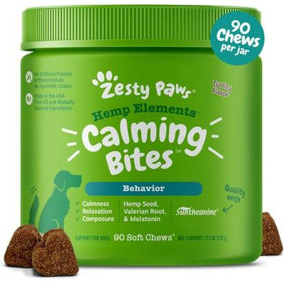 Hemp Elements Calming Bites, Suplemento de Hemp sabor Pavo, para Perro. 90 chews.