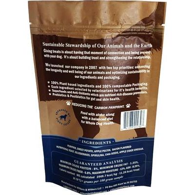 Fórmula vegetal, masticables veganos de tocino asado con espirulina orgánica para perros, bolsa de 177 g, 120 unidades