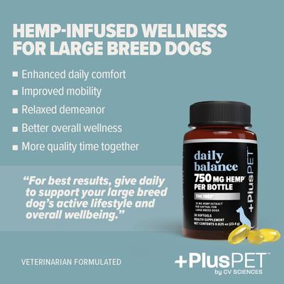 Pet Daily Balance Softgel Full Spectrum Hemp Extract Health Supplement for Large Breed Dogs, 30 count