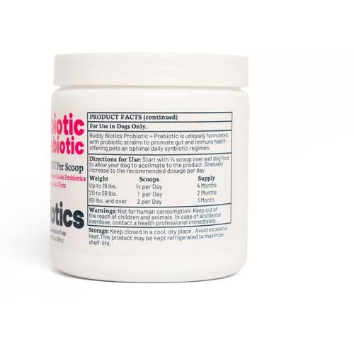 Suplemento en polvo probiótico y prebiótico para perros, frasco de 108 g