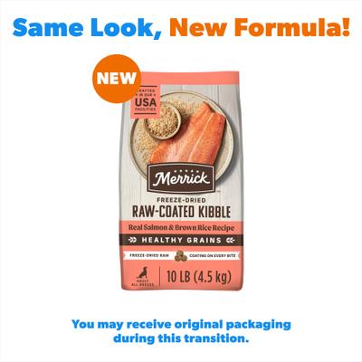 Comida seca liofilizada para perros Healthy Grains con croquetas crudas, salmón real y arroz integral, bolsa de 4.5 kg