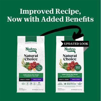 Alimento seco para perros adultos Natural Choice con receta de cordero y arroz integral en bocaditos pequeños, bolsa de 5 lb