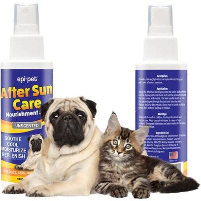 Spray nutritivo para perros y gatos After Sun Care sin perfume, azul/naranja/blanco, botella de 113 ml