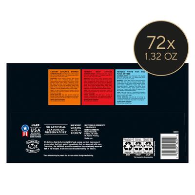 Comida húmeda para gatos Perfect Portions con pollo, ternera, pescado blanco y atún, paquete variado, sin cereales, 2.6 oz, caja de 36