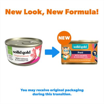 Comida enlatada para gatos sin cereales Tropical Blendz con paté de salmón y aceite de coco, 3 oz, caja de 12