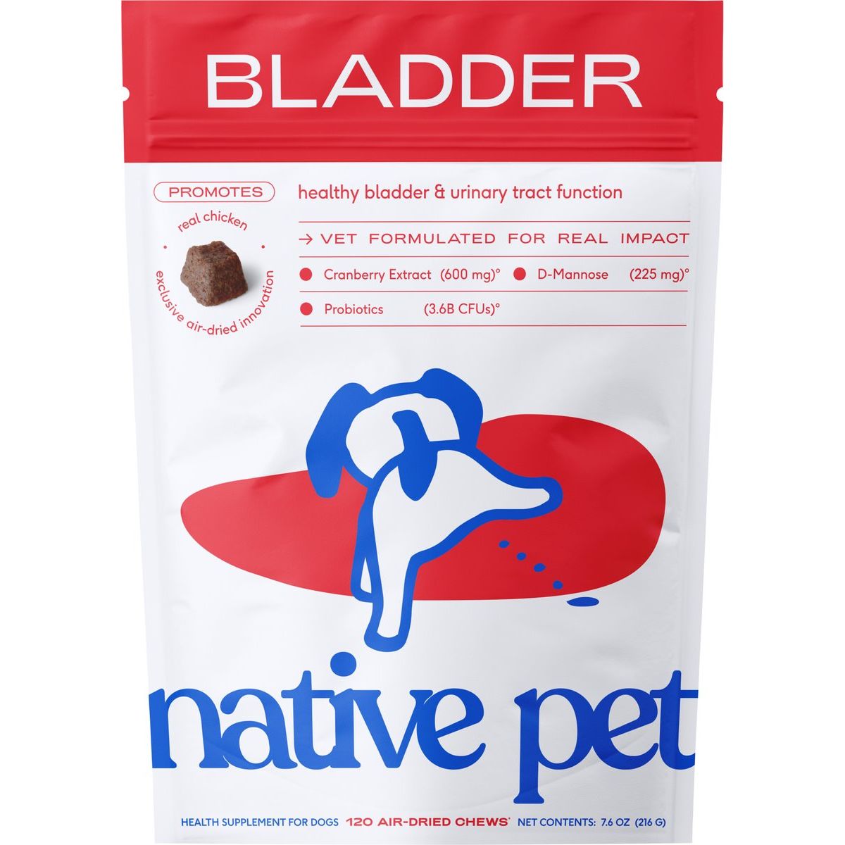 Native Pet Cranberry Bladder Chews Kidney & Urinary Supplement for Dogs, 120 count